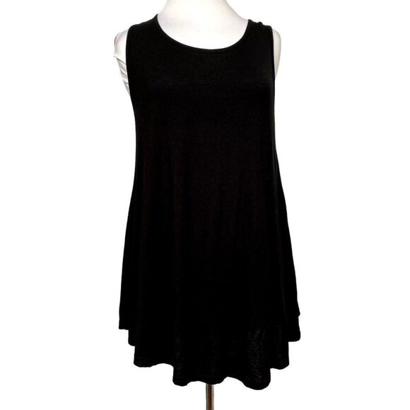 Larace Black Scoop Neck Tunic Tank Swing Top Sz S Rayon Stretch - Picture 1 of 6